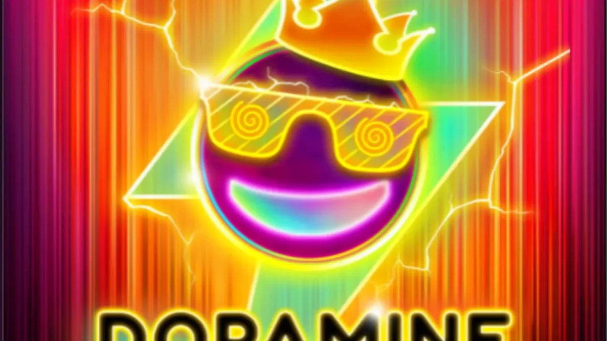 Dopamine Rush Dice slot game interface na may neon arcade theme